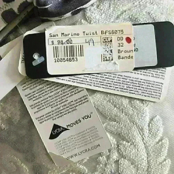 Fantasie  San Marino Geometric Twist Bikini Top Lycra Brown Gray Size 32DD NWT - Picture 11 of 12